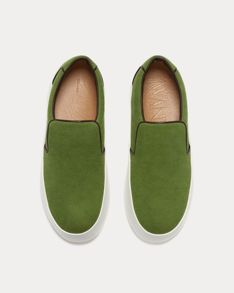 JW Anderson Leather Green Slip On Sneakers - 2