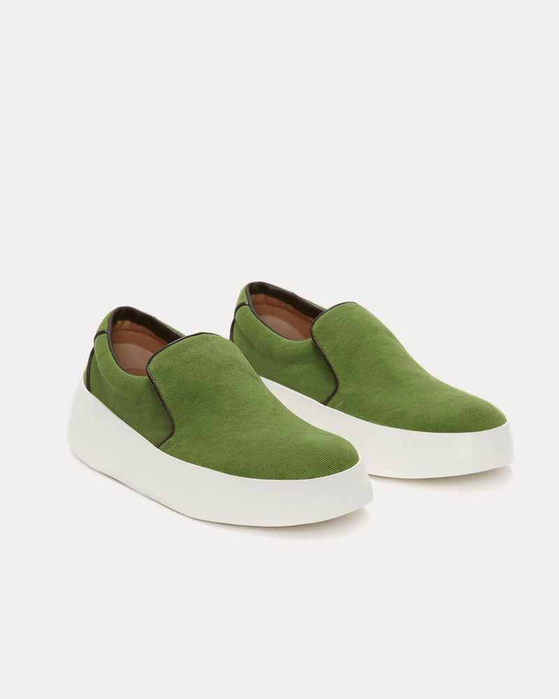 JW Anderson Leather Green Slip On Sneakers - 3