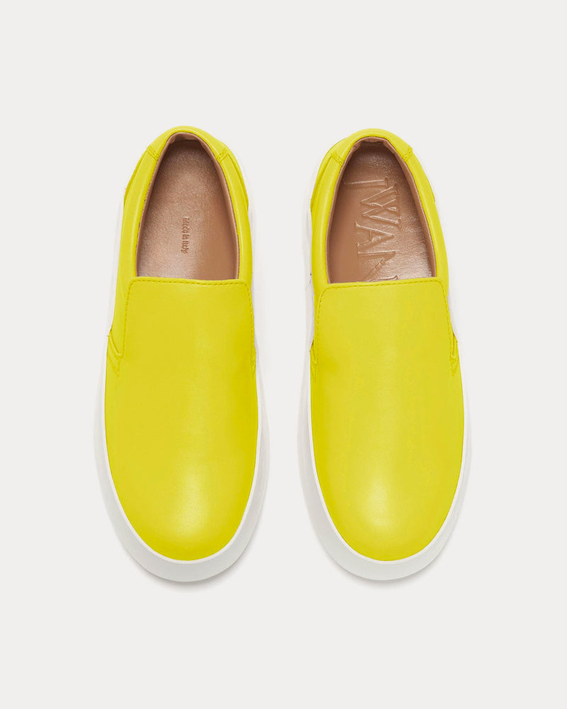 JW Anderson Smooth Leather Fluro Yellow Slip On Sneakers - 2