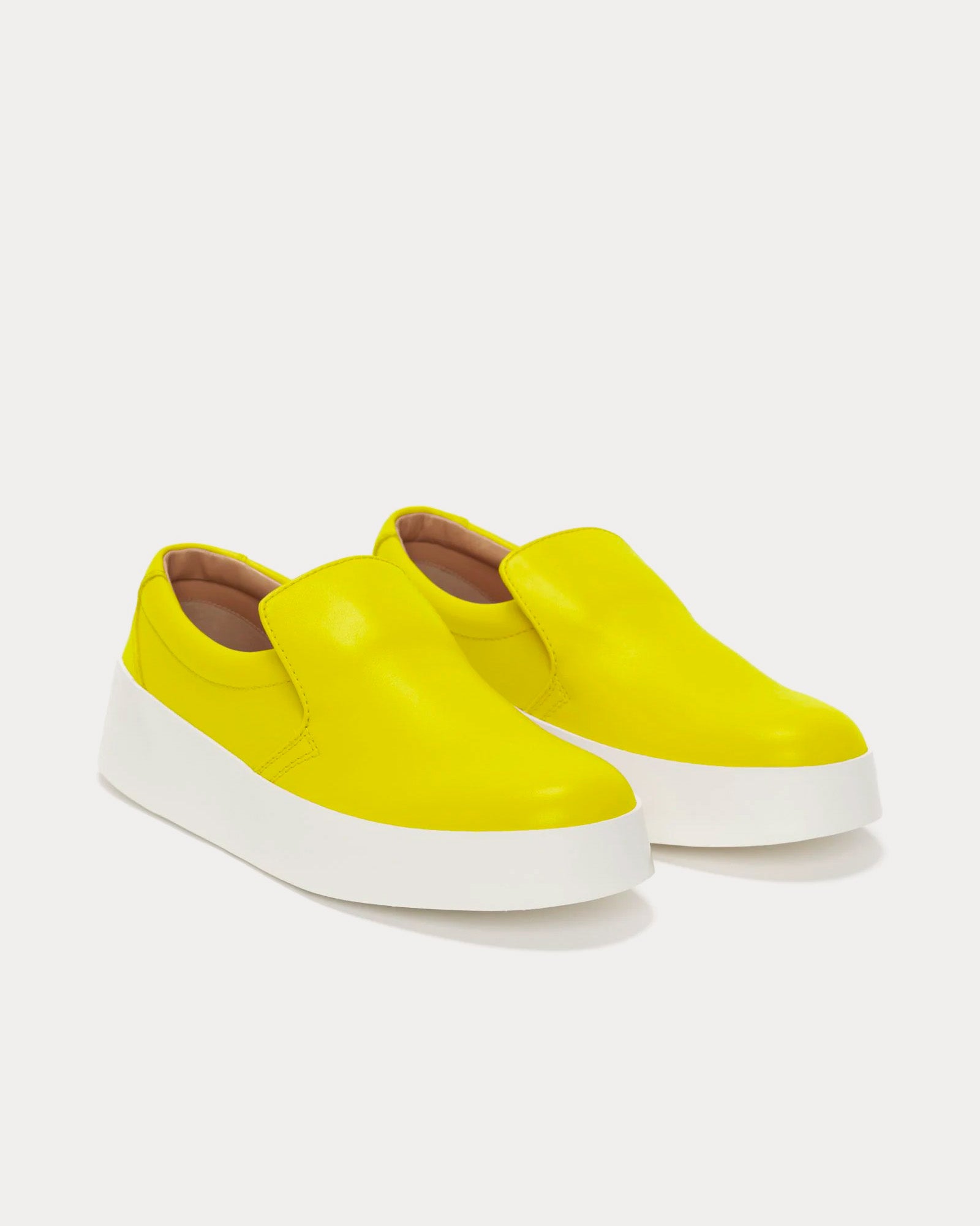 JW Anderson Smooth Leather Fluro Yellow Slip On Sneakers - 3