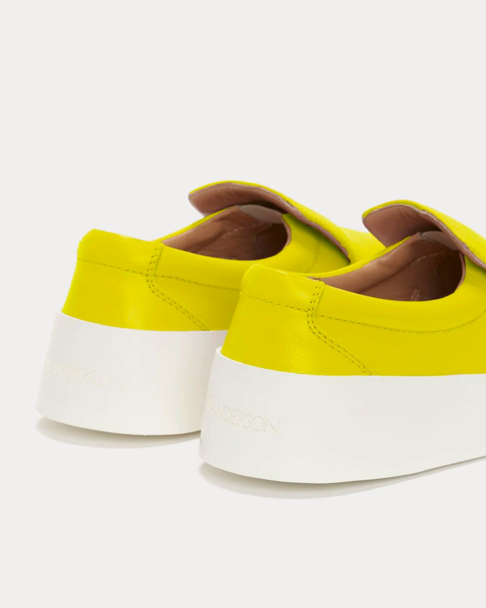 JW Anderson Smooth Leather Fluro Yellow Slip On Sneakers - 4