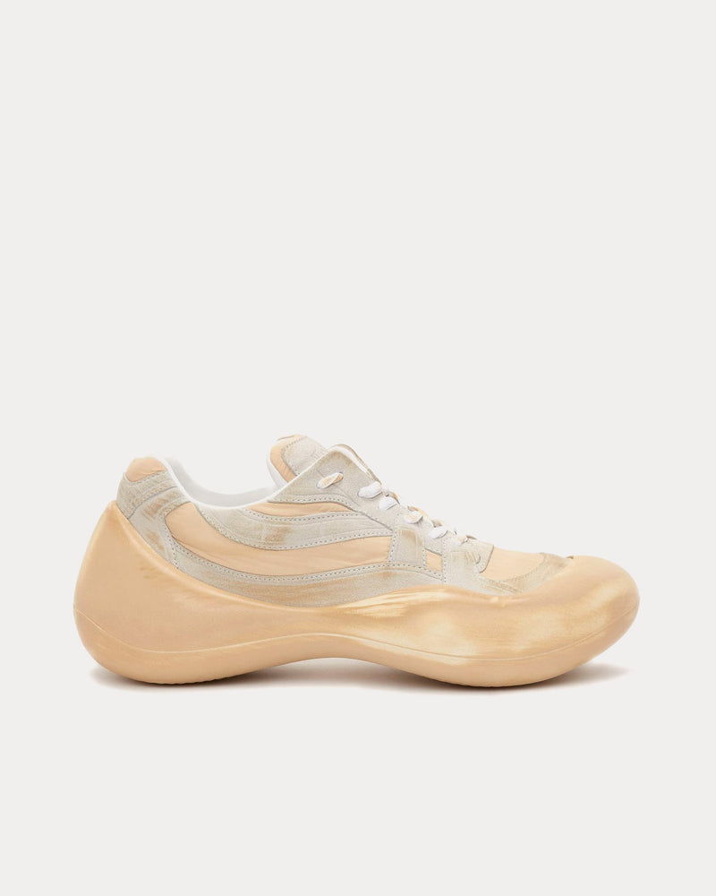 JW Anderson Bumper-Hike Distressed Ecru / Peach Orange Low Top Sneakers - 1