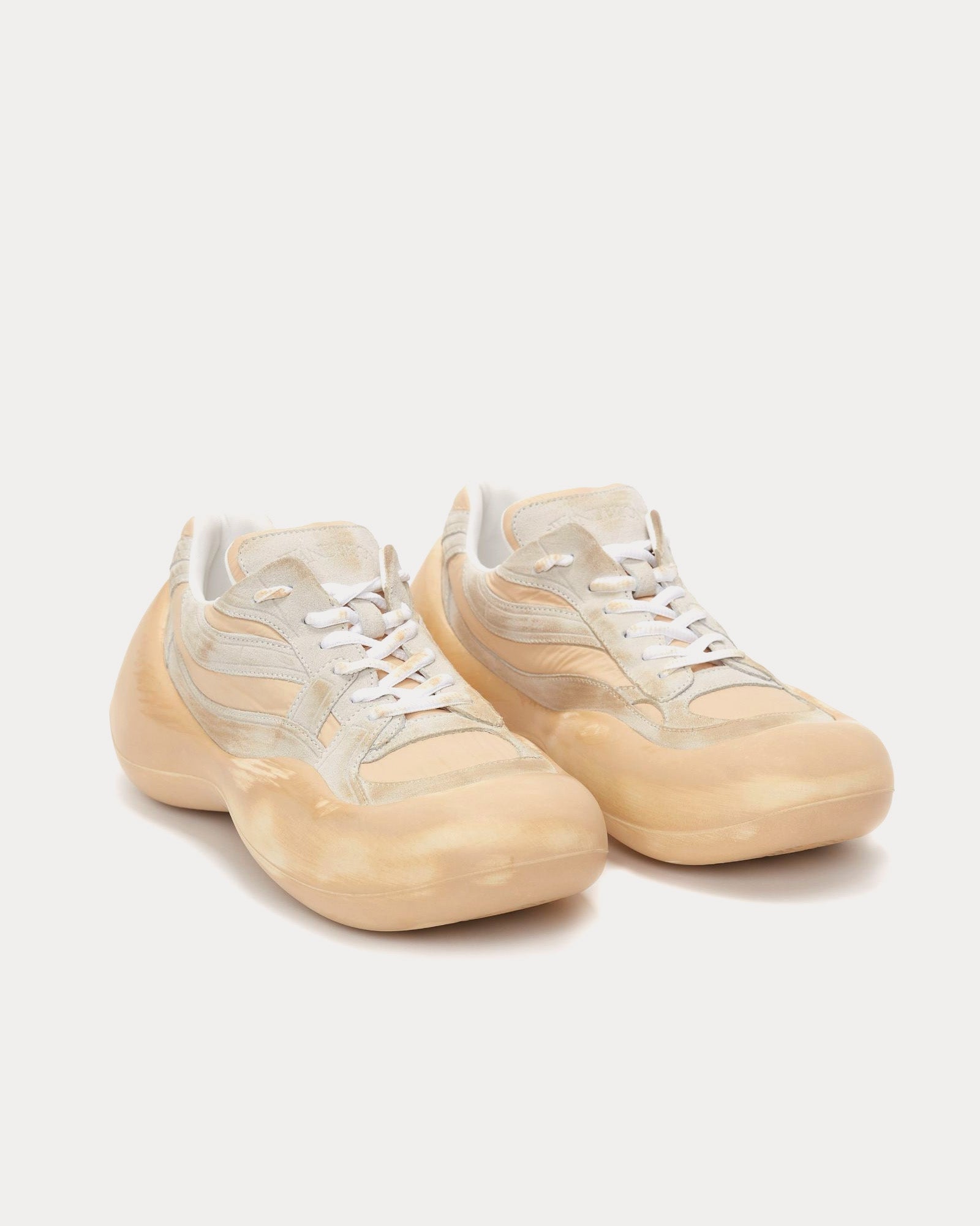 JW Anderson Bumper-Hike Distressed Ecru / Peach Orange Low Top Sneakers - 3