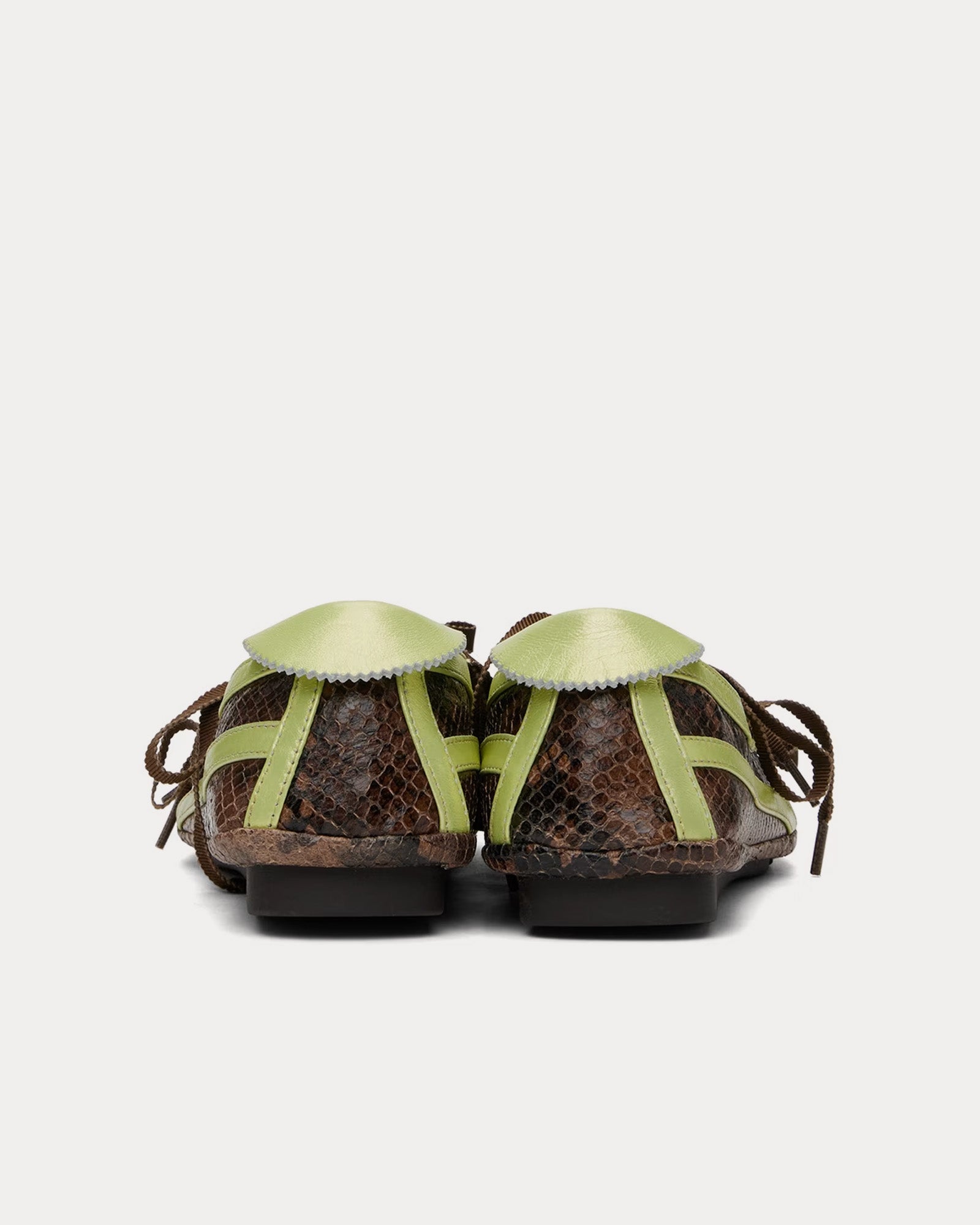 Kiko Kostadinov Lella Hybrid Ballerina Brown Python / Golden Lime Slip Ons - 3