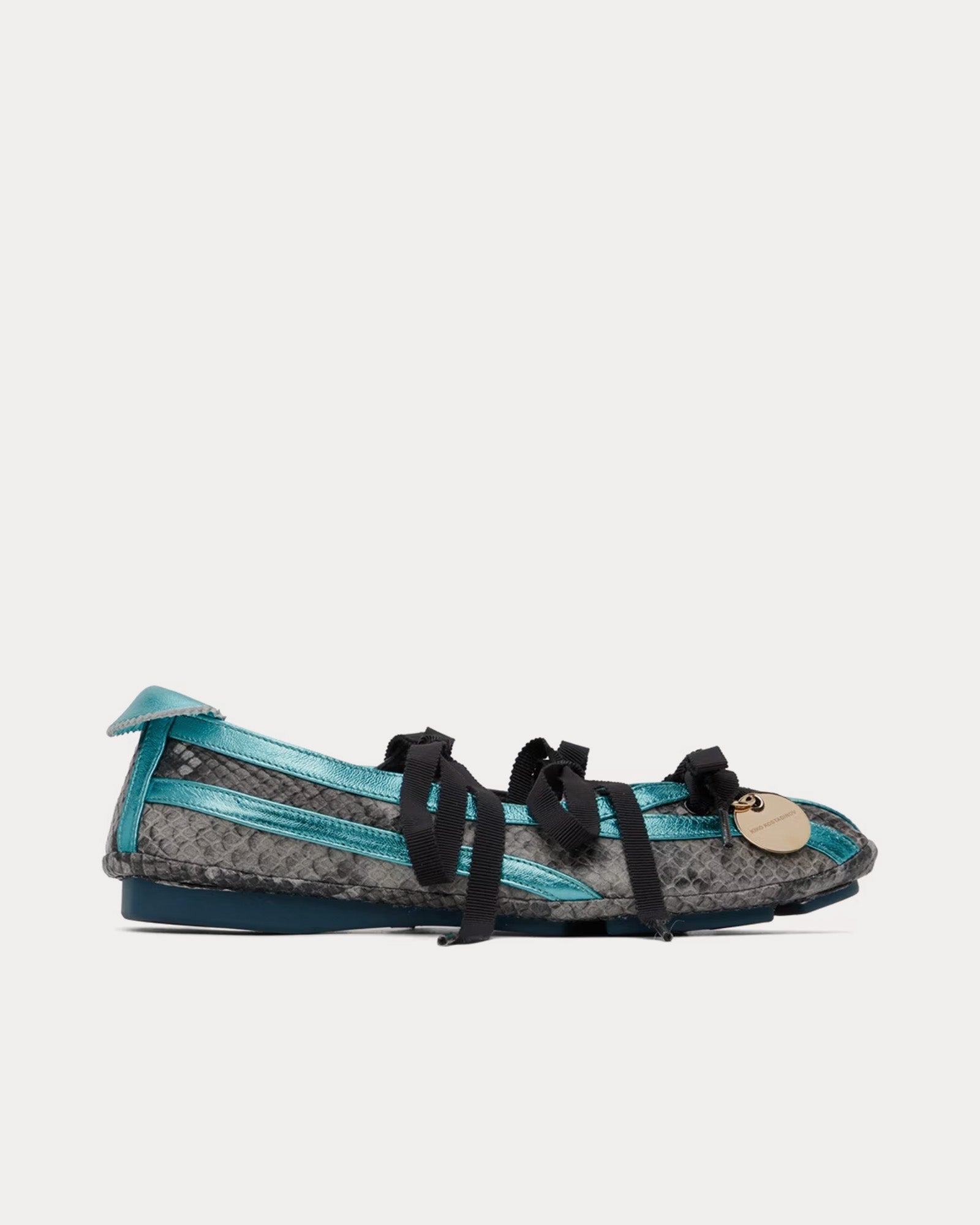 Kiko Kostadinov Lella Hybrid Ballerina Charcoal Python / Celeste Slip Ons - 1