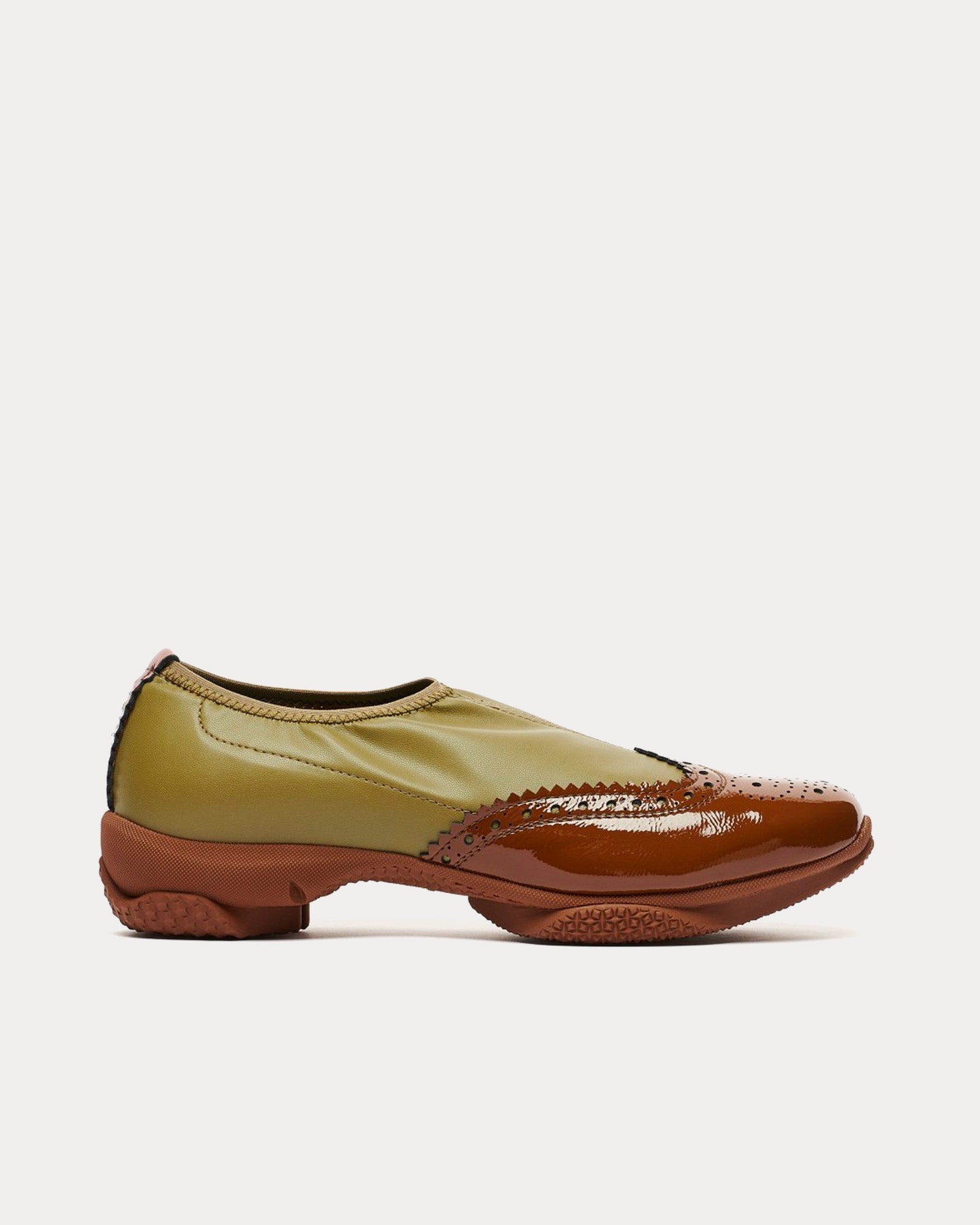 Kiko Kostadinov Sonia Brogues Olive Green / Tan Slip Ons - 1