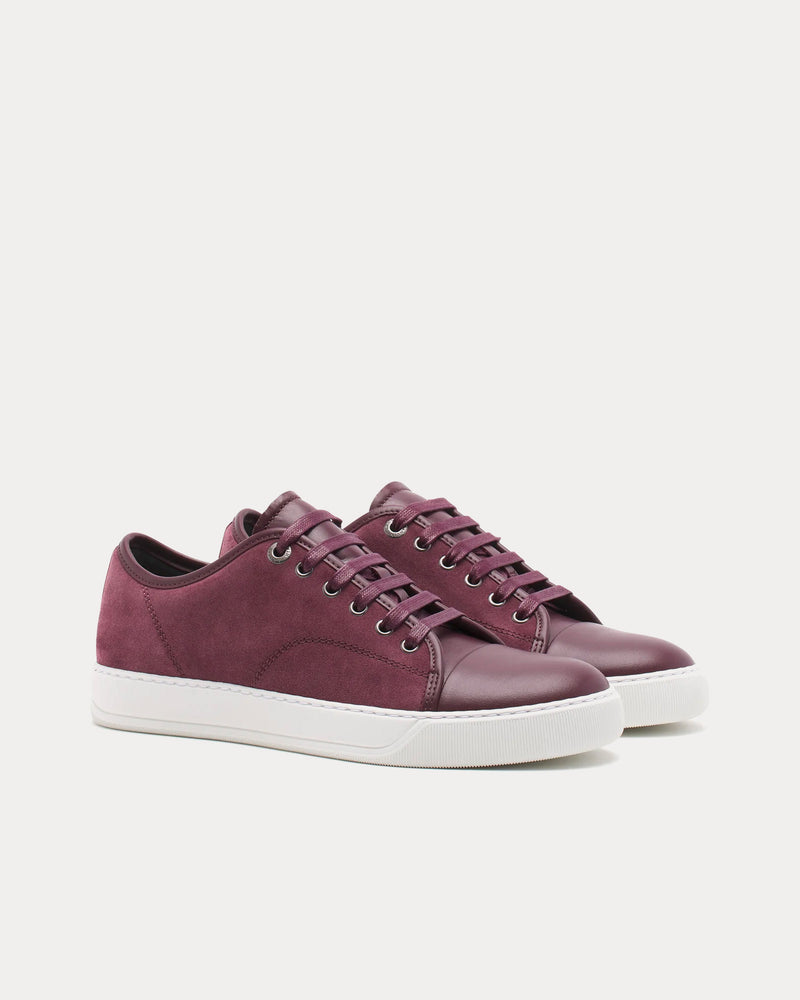 Lanvin DBB1 Leather & Suede Dark Red Low Top Sneakers - 3