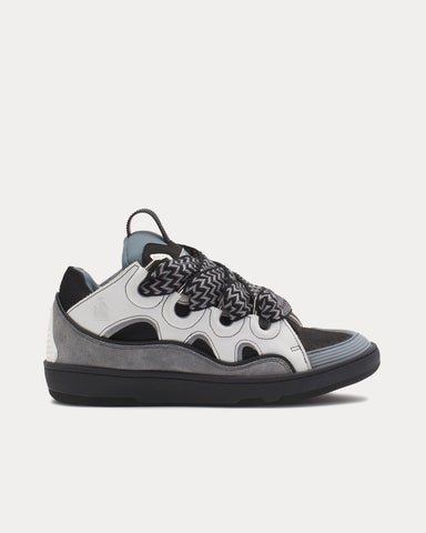 Lanvin Curb Leather White / Anthracite Low Top Sneakers