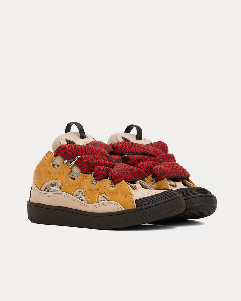 Lanvin Curb Leather Beige / Red Low Top Sneakers - 2