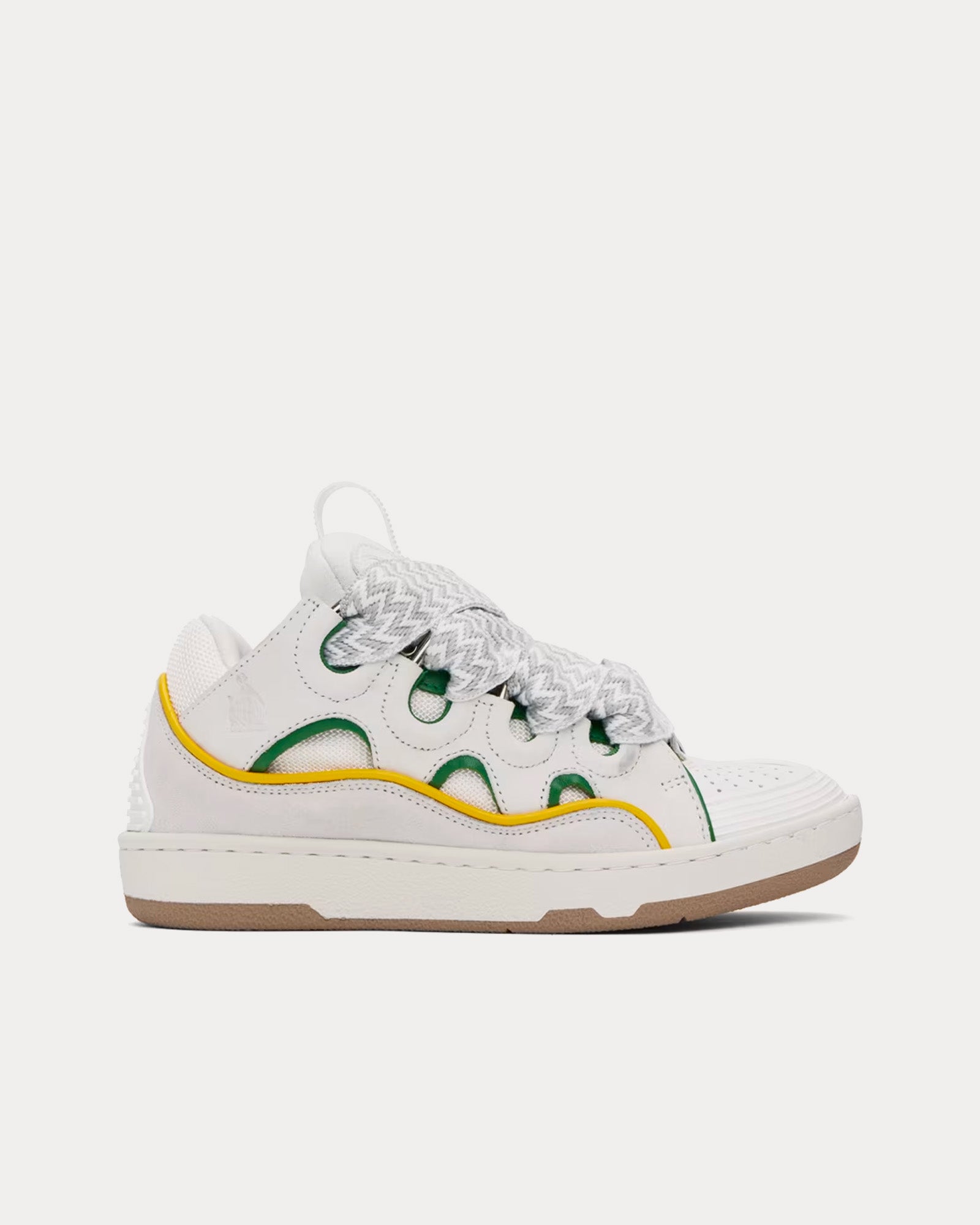 Lanvin Curb Leather White / Green Low Top Sneakers - 1