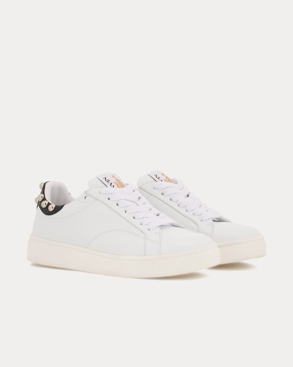 Lanvin DDBO Studded Leather White / Silver Low Top Sneakers - Sneak in ...