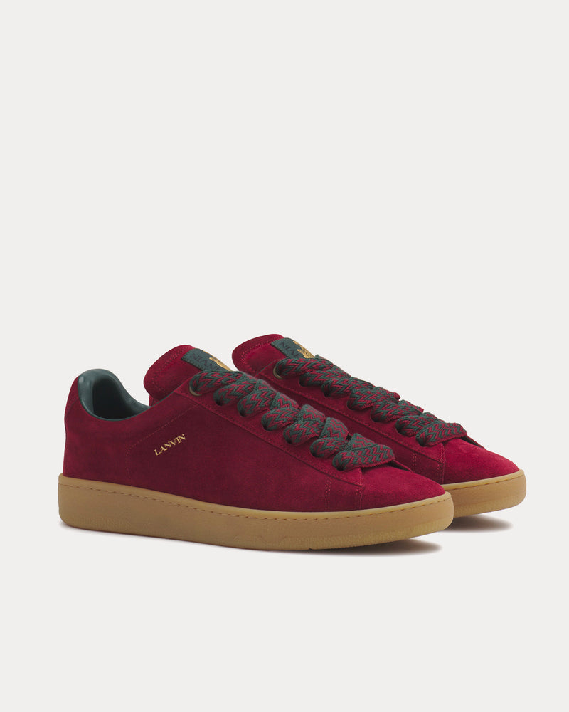 Lanvin Lite Curb Suede Burgundy / Dark Green Low Top Sneakers - 3