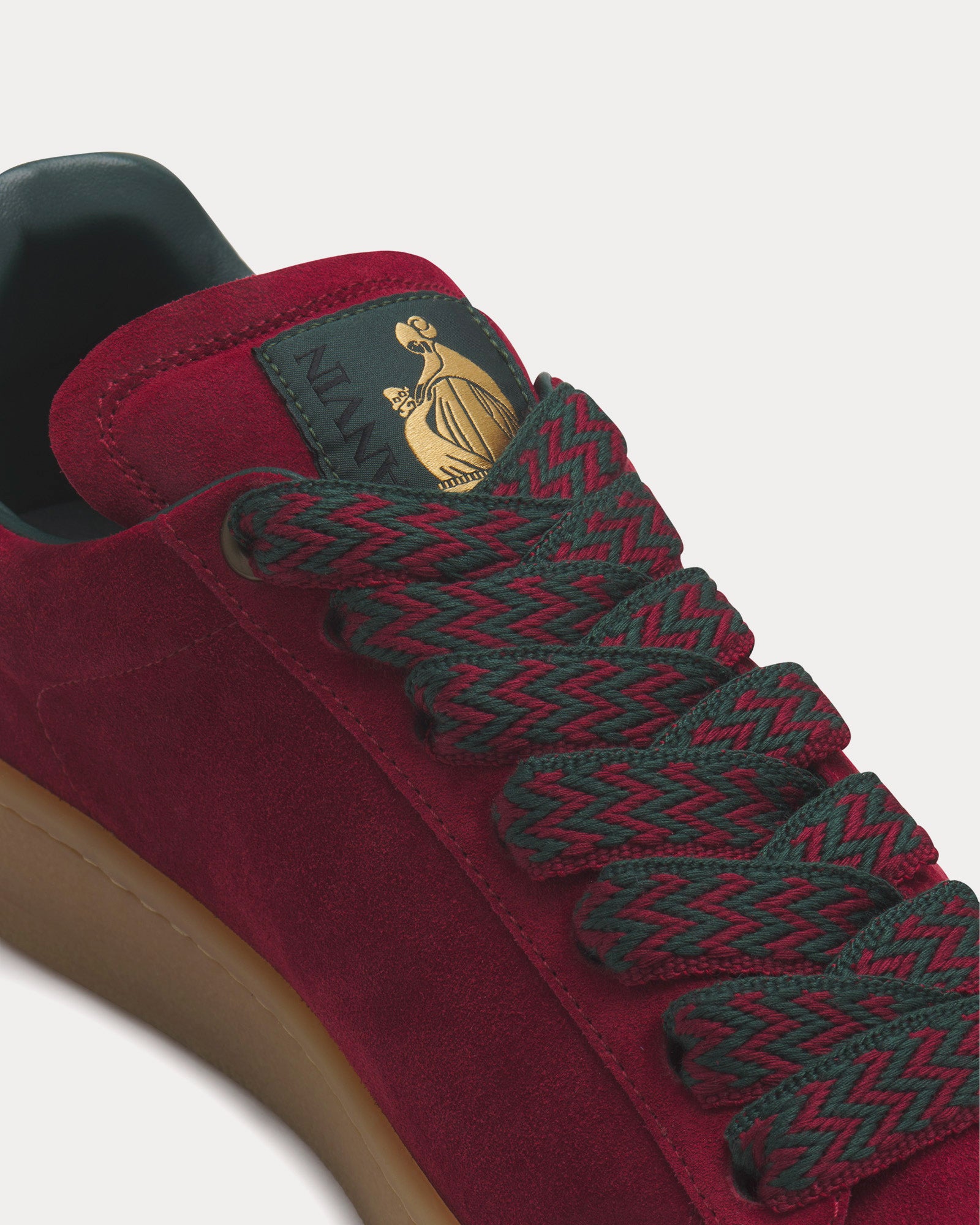 Lanvin Lite Curb Suede Burgundy / Dark Green Low Top Sneakers - 5