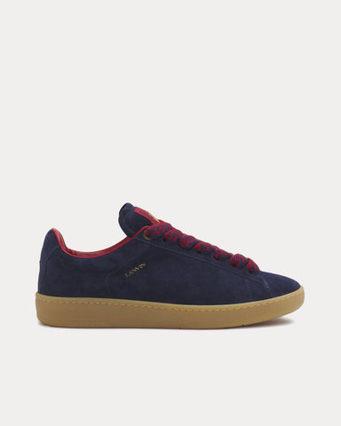 Lanvin Lite Curb Suede Navy Blue / Red Low Top Sneakers