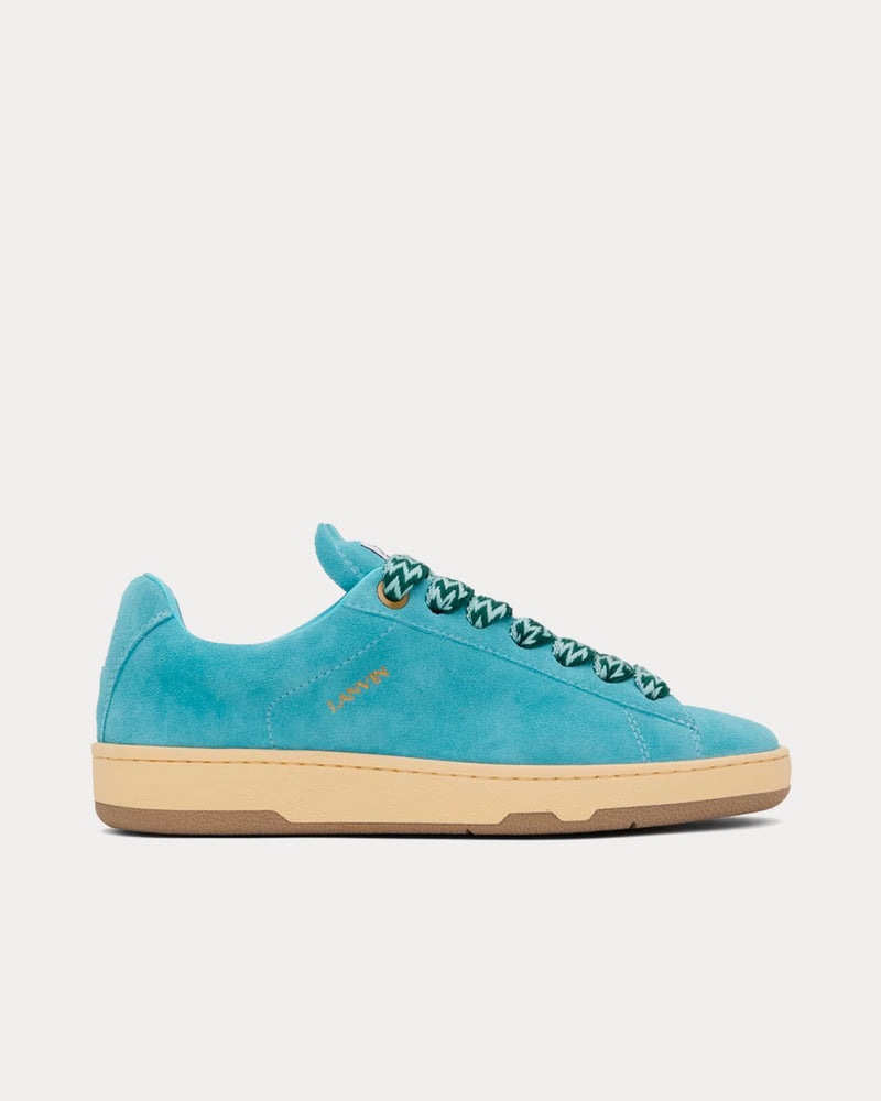 Lanvin Lite Curb Suede Budgie Blue Low Top Sneakers - 1