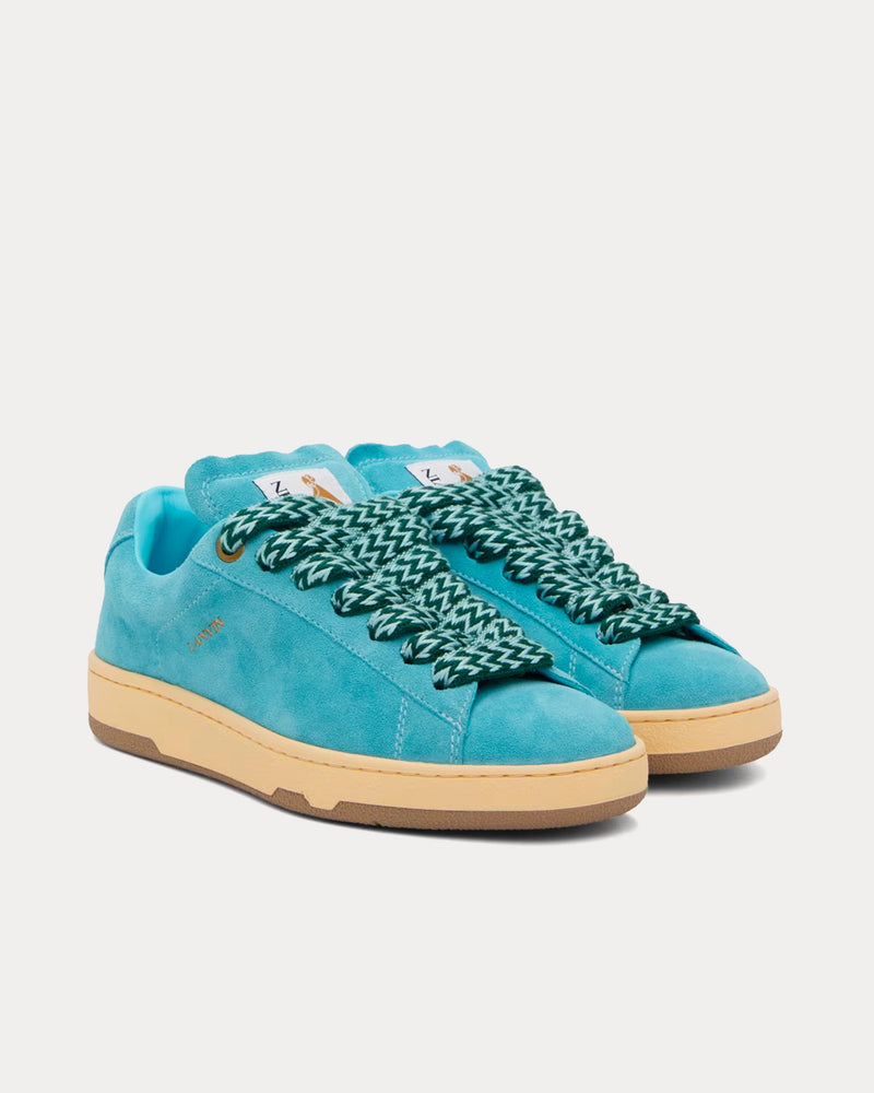 Lanvin Lite Curb Suede Budgie Blue Low Top Sneakers - 2