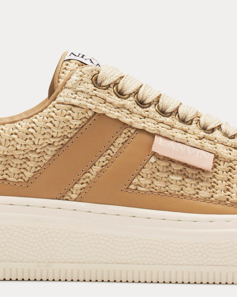 Lanvin Cash Raffia Natural Low Top Sneakers - 5