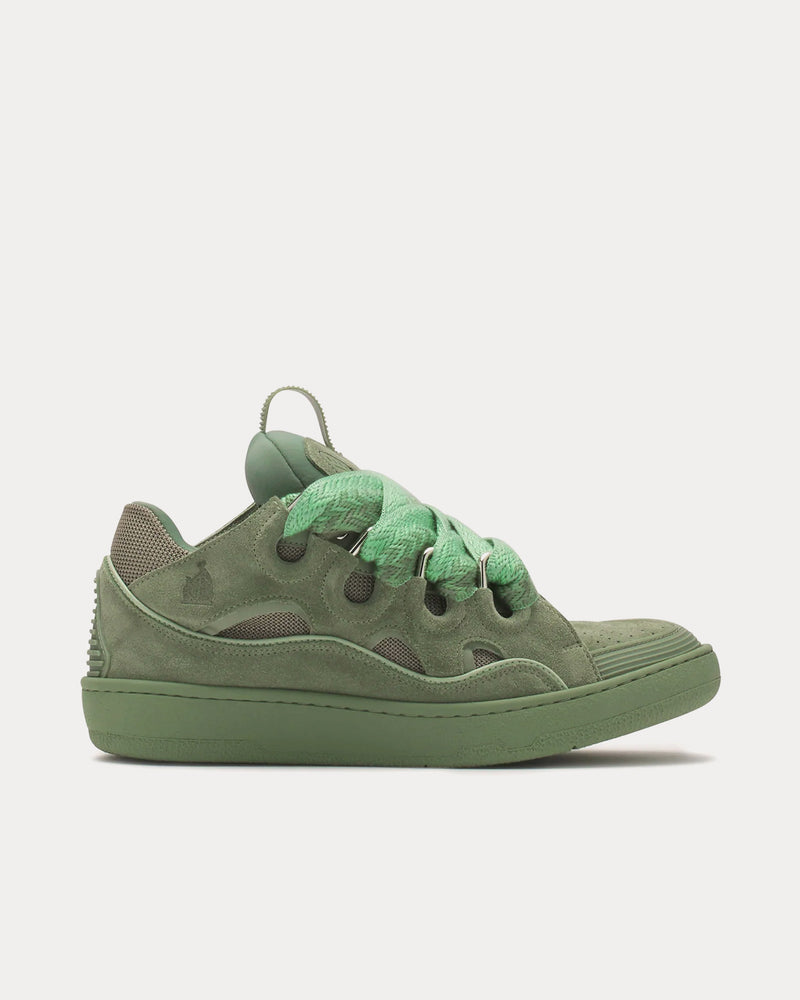 Lanvin Curb Leather Vert De Gris Low Top Sneakers - 1