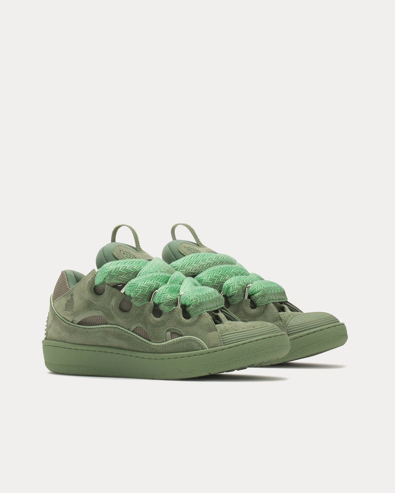 Lanvin Curb Leather Vert De Gris Low Top Sneakers - 3