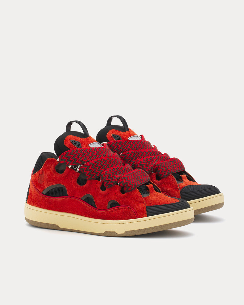 Lanvin Curb Leather Poppy / Red Low Top Sneakers - 3