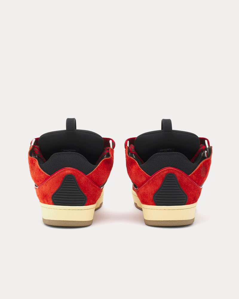 Lanvin Curb Leather Poppy / Red Low Top Sneakers - 4