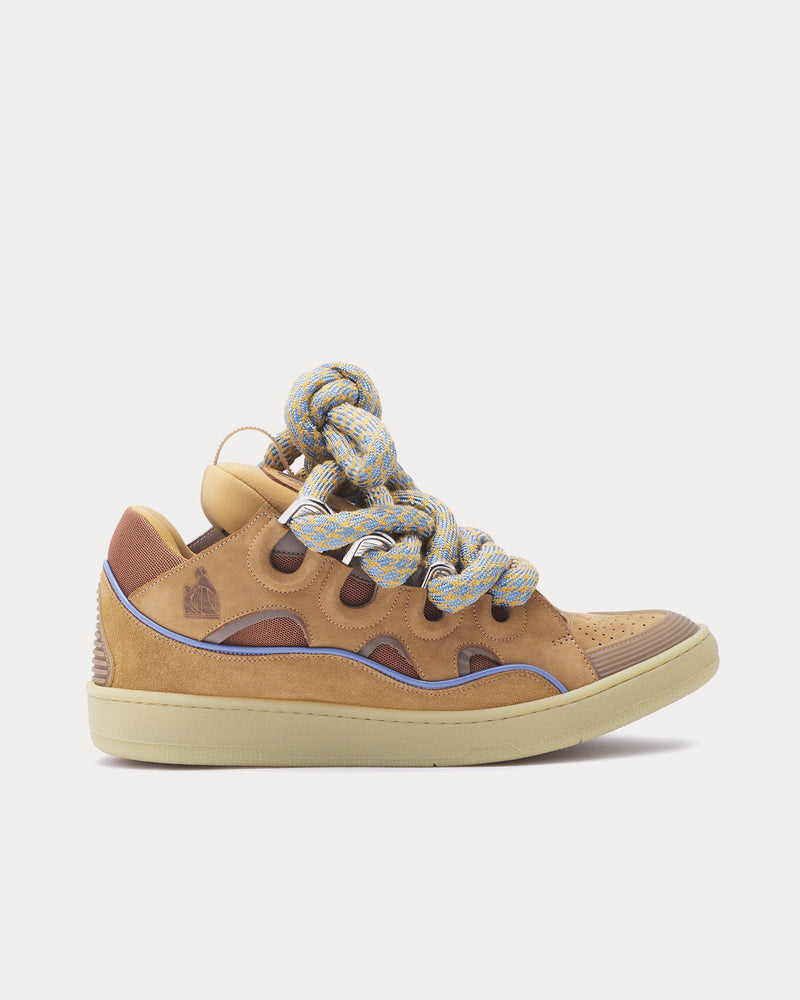 Lanvin Curb Leather with Snake Laces Camel Low Top Sneakers - 1