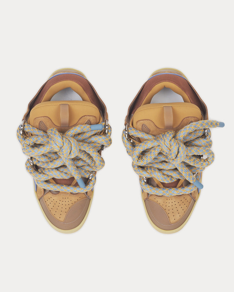 Lanvin Curb Leather with Snake Laces Camel Low Top Sneakers - 2