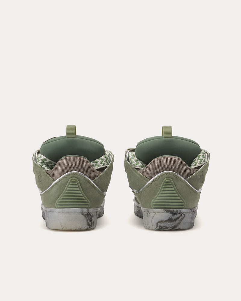 Lanvin Curb Leather with Marbled Sole Green / Silver Low Top Sneakers - 4