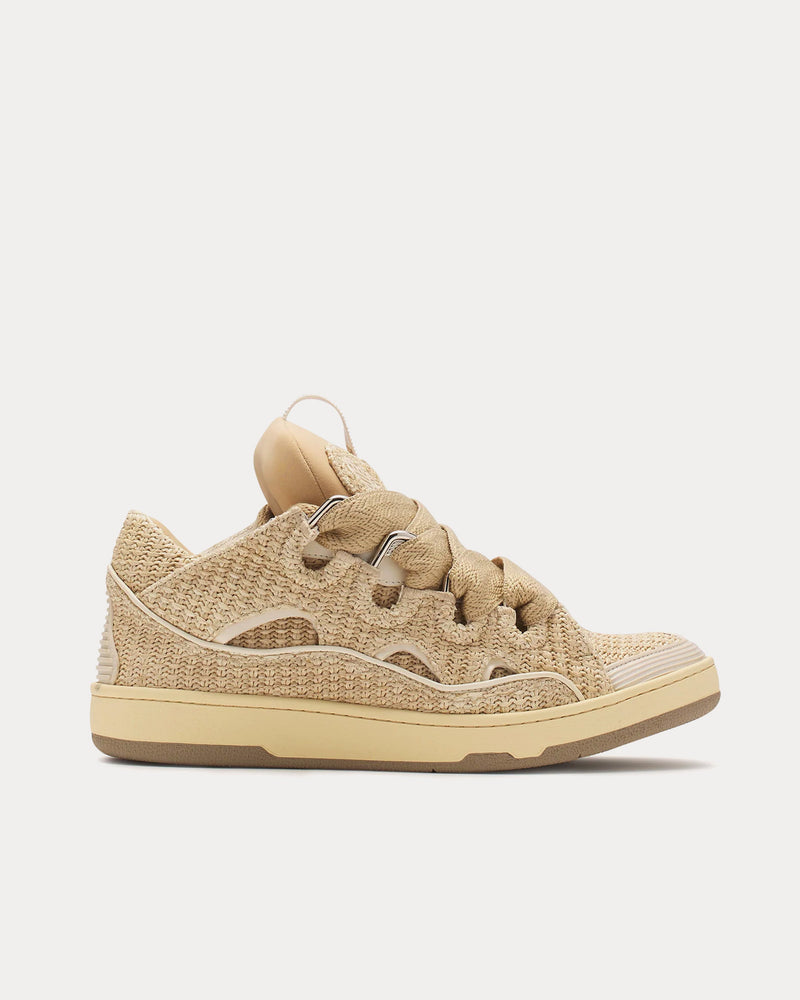 Lanvin Curb Raffia Natural Low Top Sneakers - 1