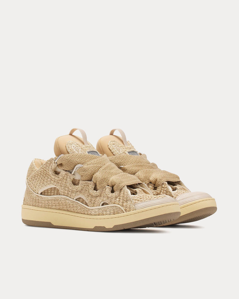 Lanvin Curb Raffia Natural Low Top Sneakers - 3