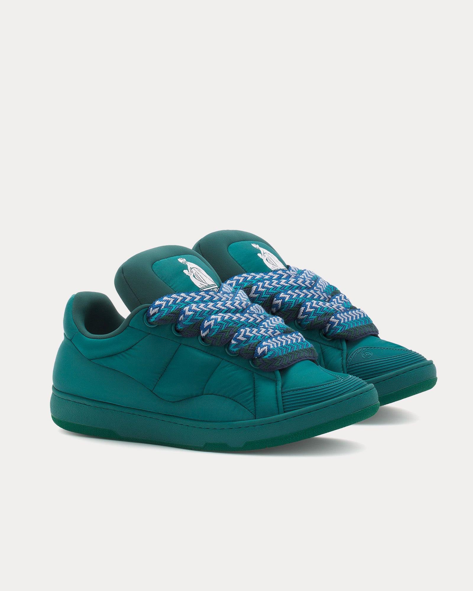 Lanvin Curb XL Nylon Forest Low Top Sneakers - 3