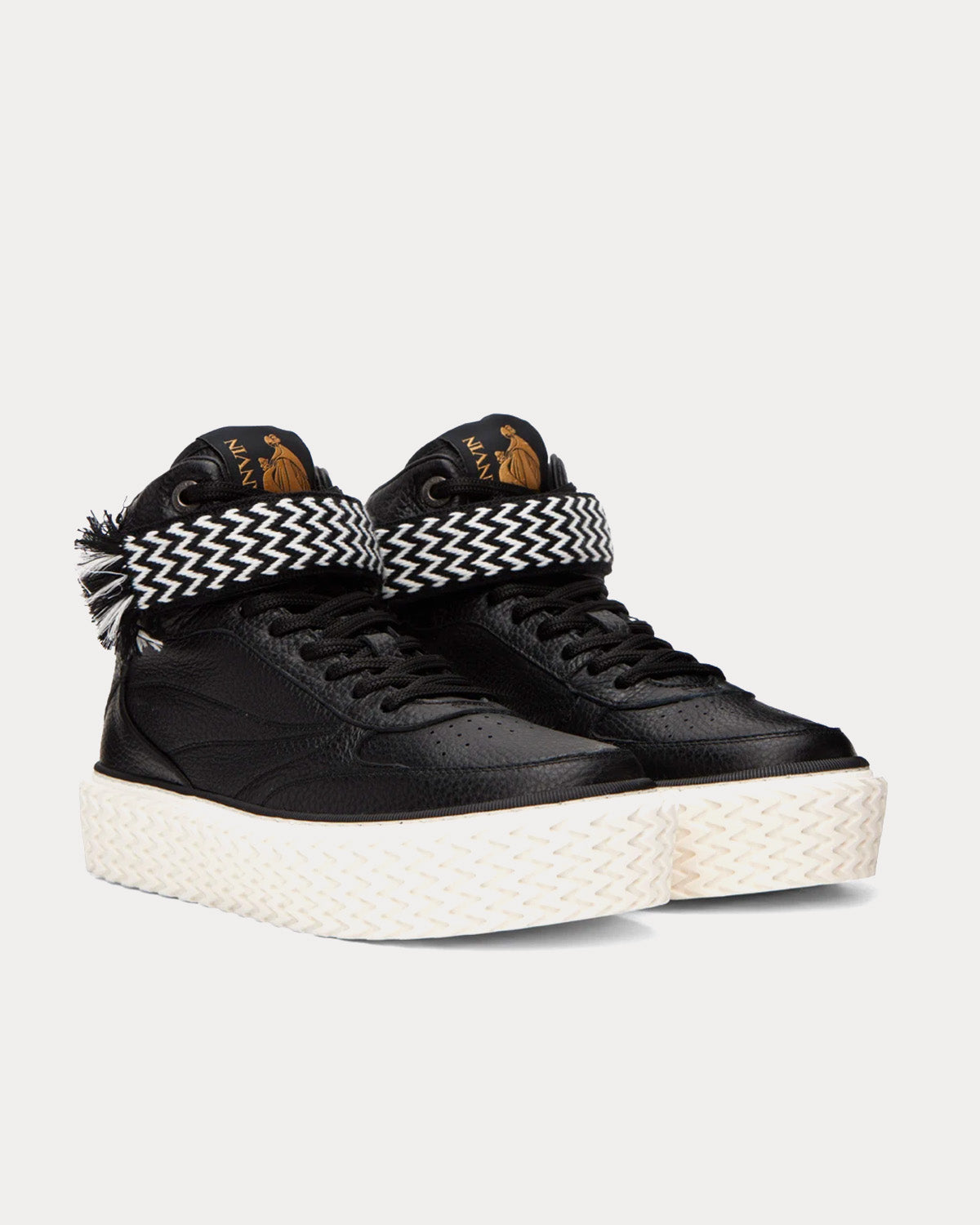 Lanvin Curbies Leather Black High Top Sneakers - 2