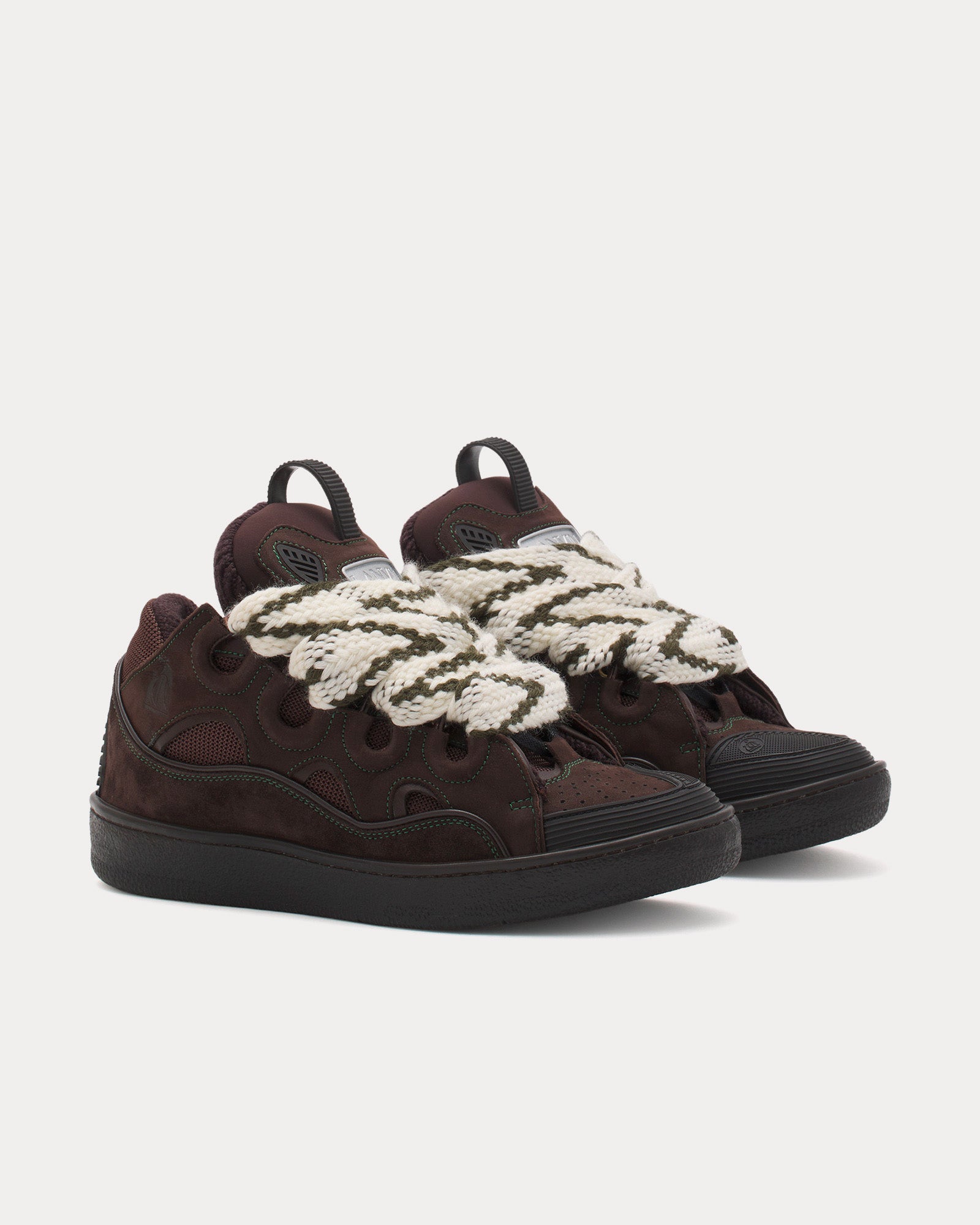 Lanvin Curb Leather Cocoa Low Top Sneakers - 3