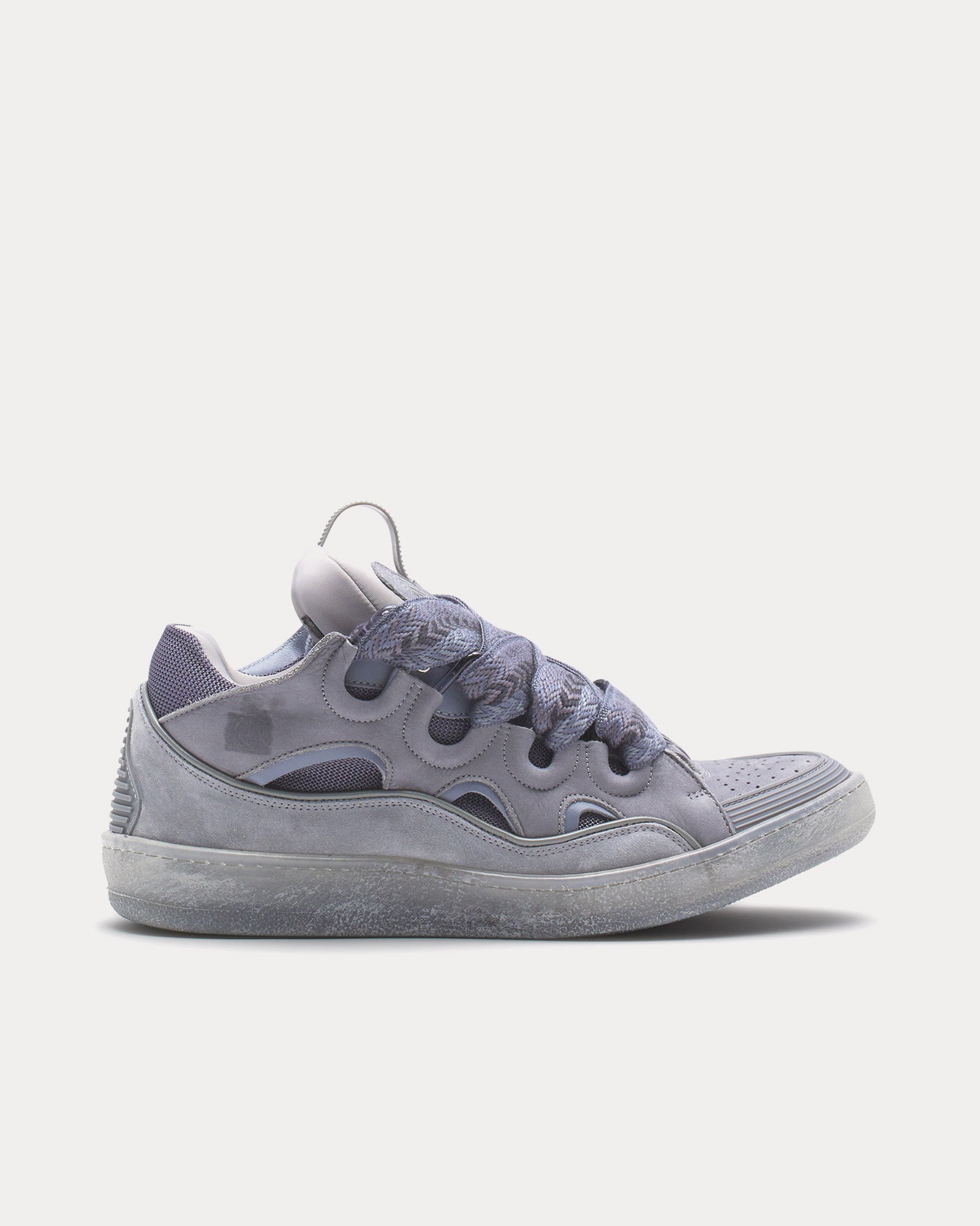 Lanvin Curb Leather Light Grey Low Top Sneakers - 1