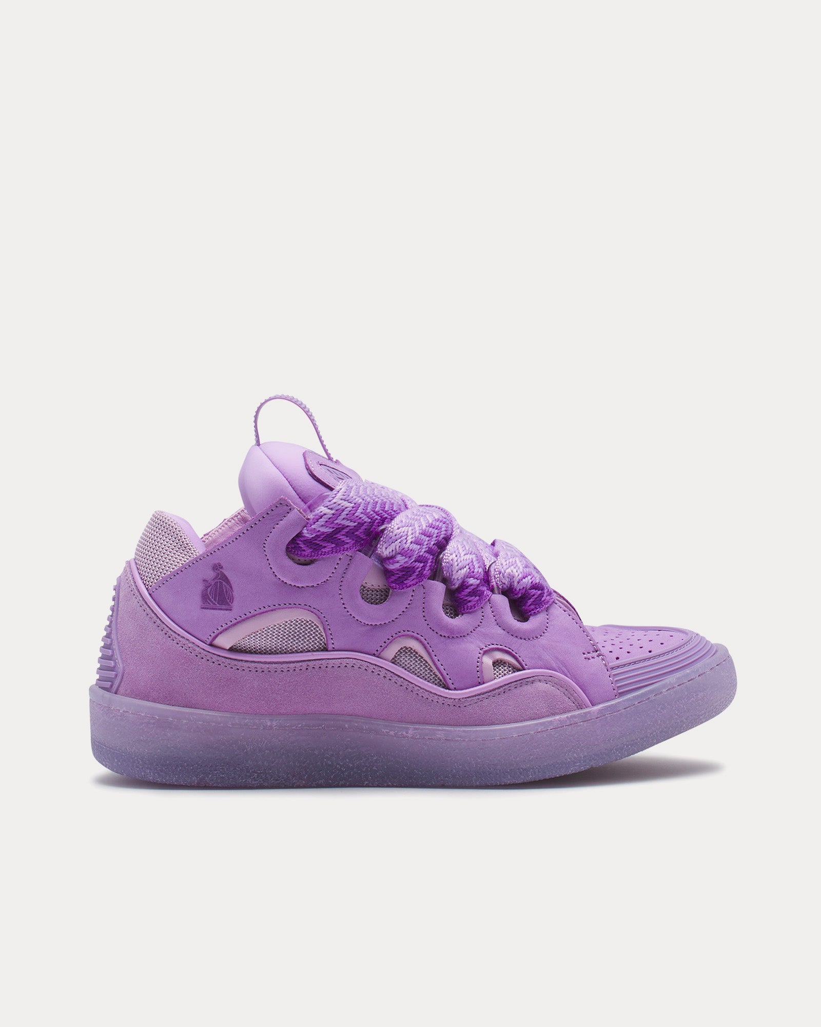 Lanvin Curb Leather Lilac Low Top Sneakers - 1