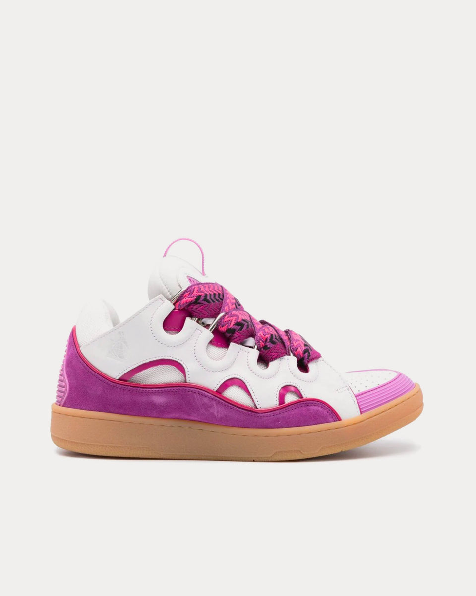 Lanvin Curb Leather Purple White Low Top Sneakers Sneak in Peace