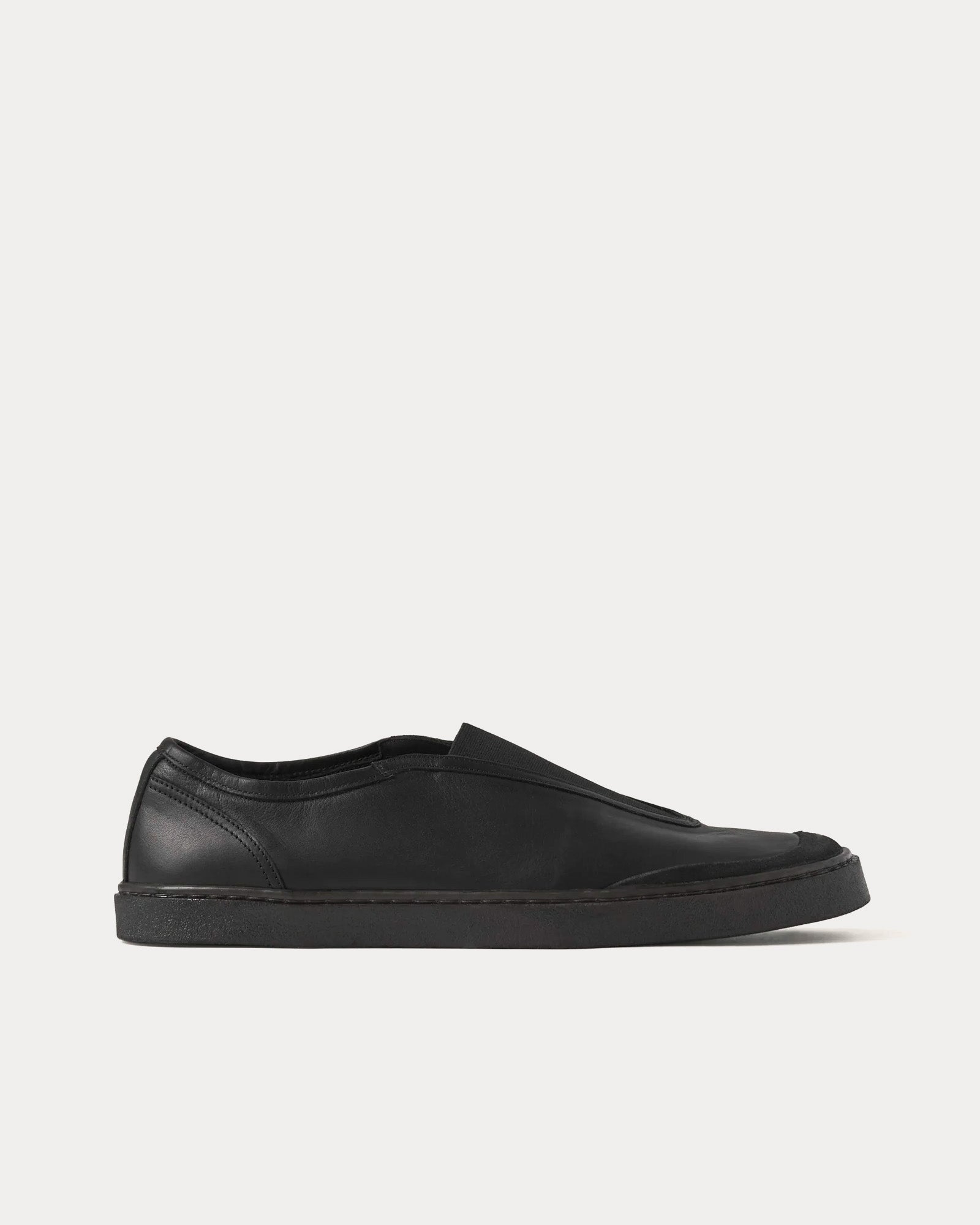 Lemaire Linoleum Elastic Soft Leather Black Low Top Sneakers - 1