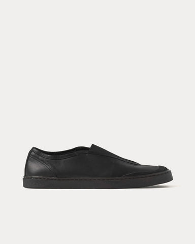 Lemaire Linoleum Elastic Soft Leather Black Low Top Sneakers