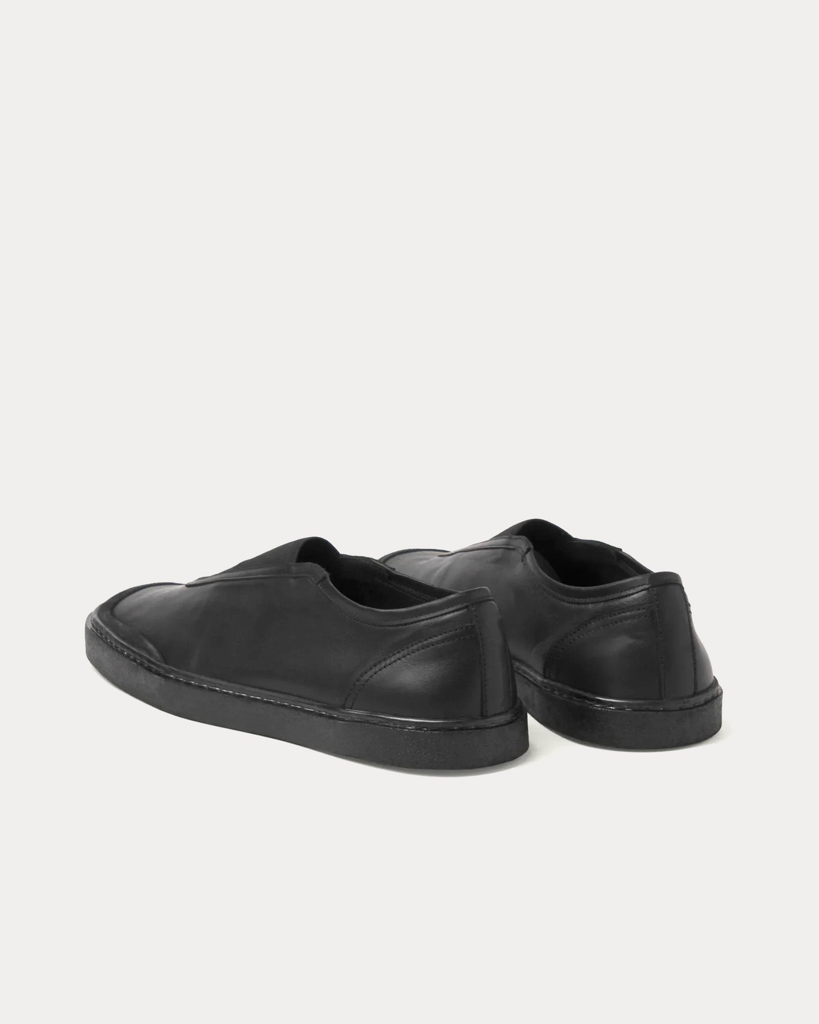 Lemaire Linoleum Elastic Soft Leather Black Low Top Sneakers - 4