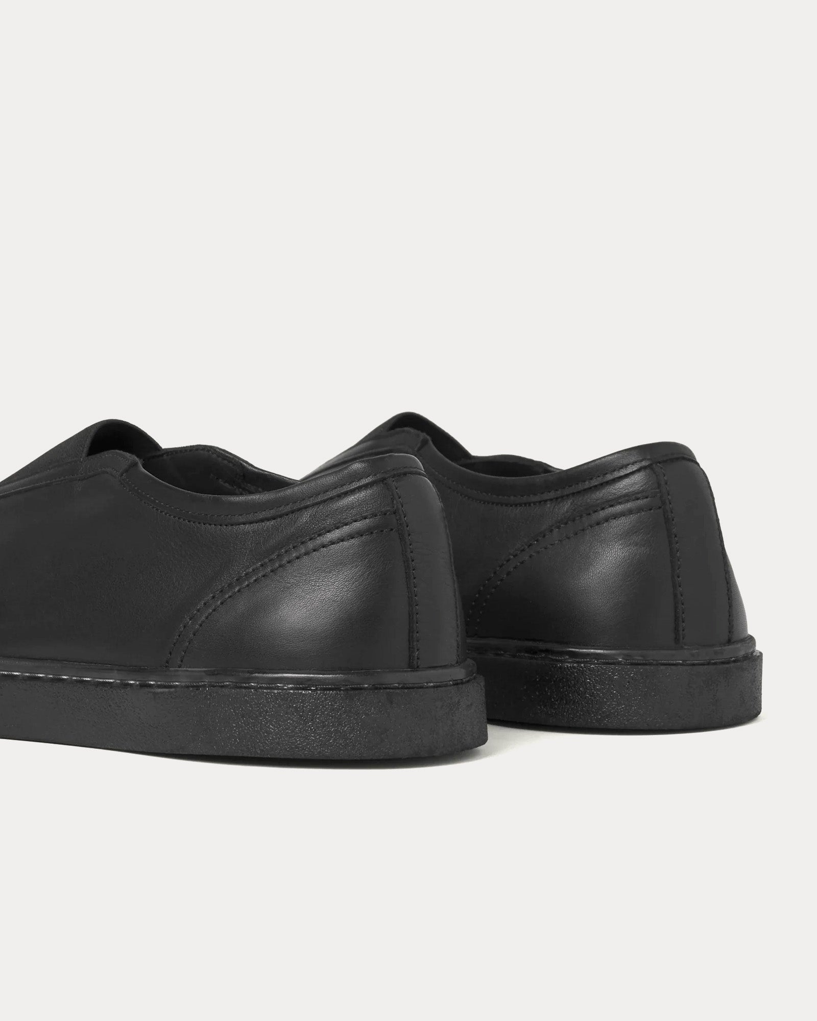 Lemaire Linoleum Elastic Soft Leather Black Low Top Sneakers - 5