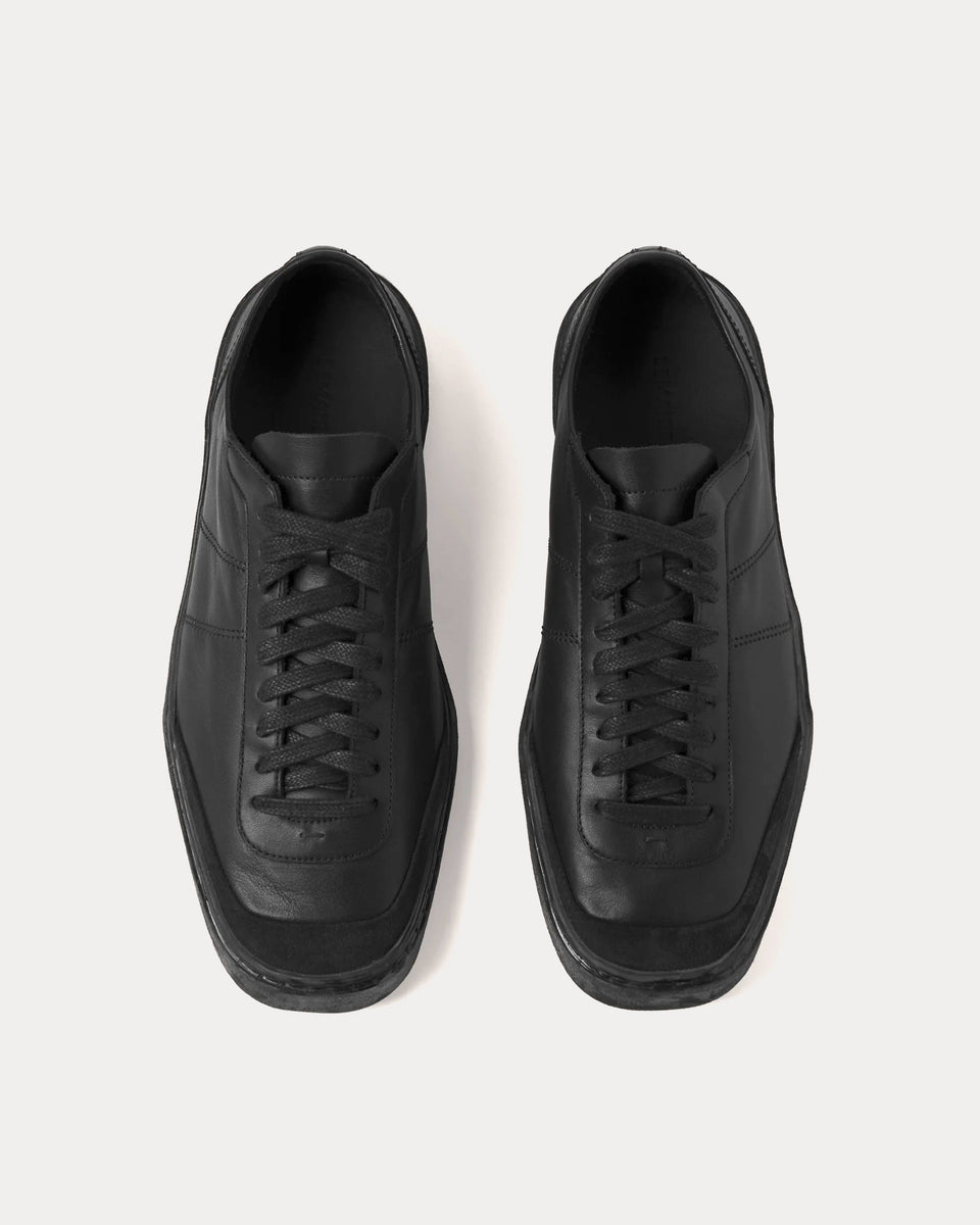 Lemaire Linoleum Laced Up Soft Leather Black Low Top Sneakers - Sneak ...