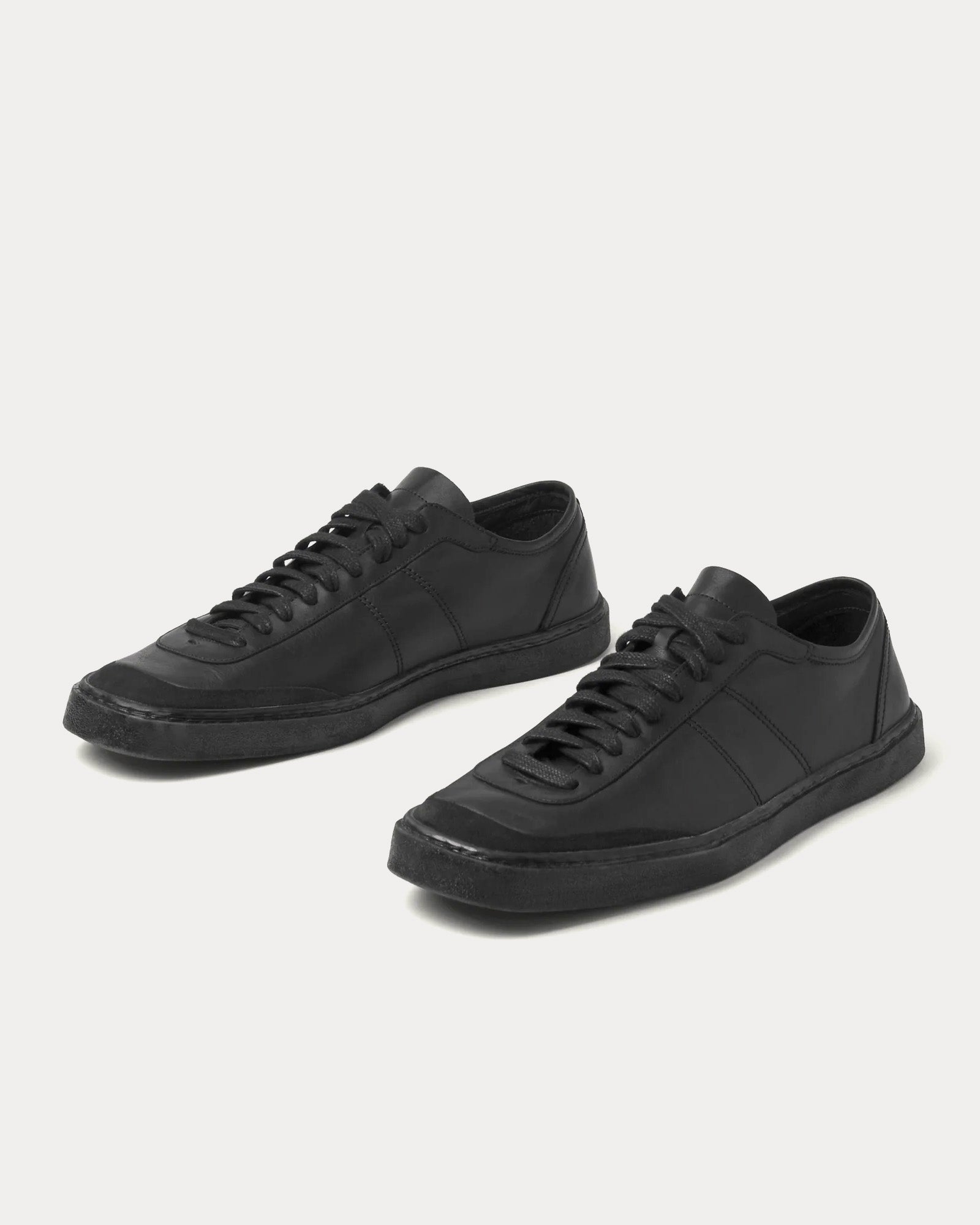 Lemaire Linoleum Laced Up Soft Leather Black  Low Top Sneakers - 3