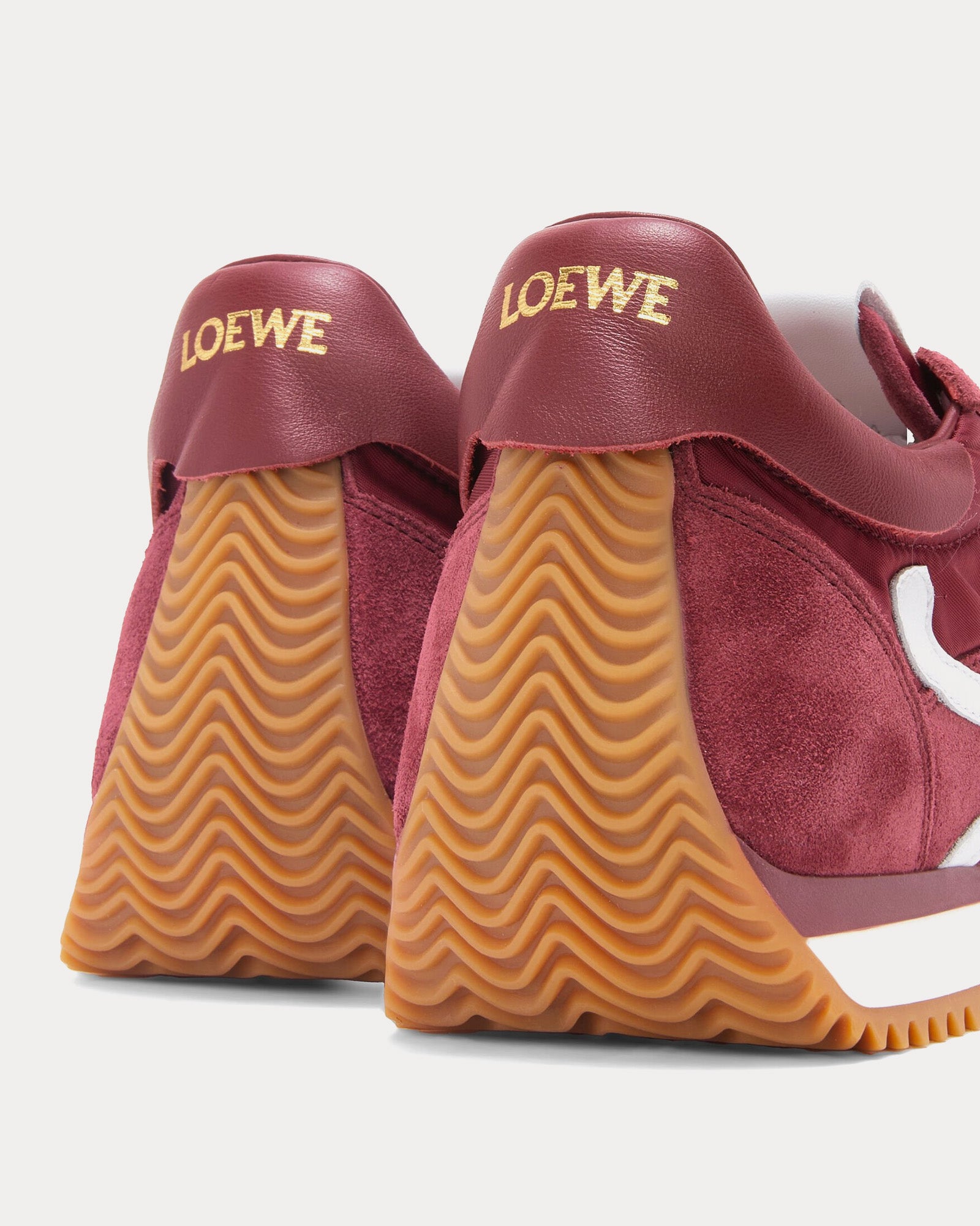 Loewe Flow Runner Nylon & Suede Burgundy Low Top Sneakers - 3