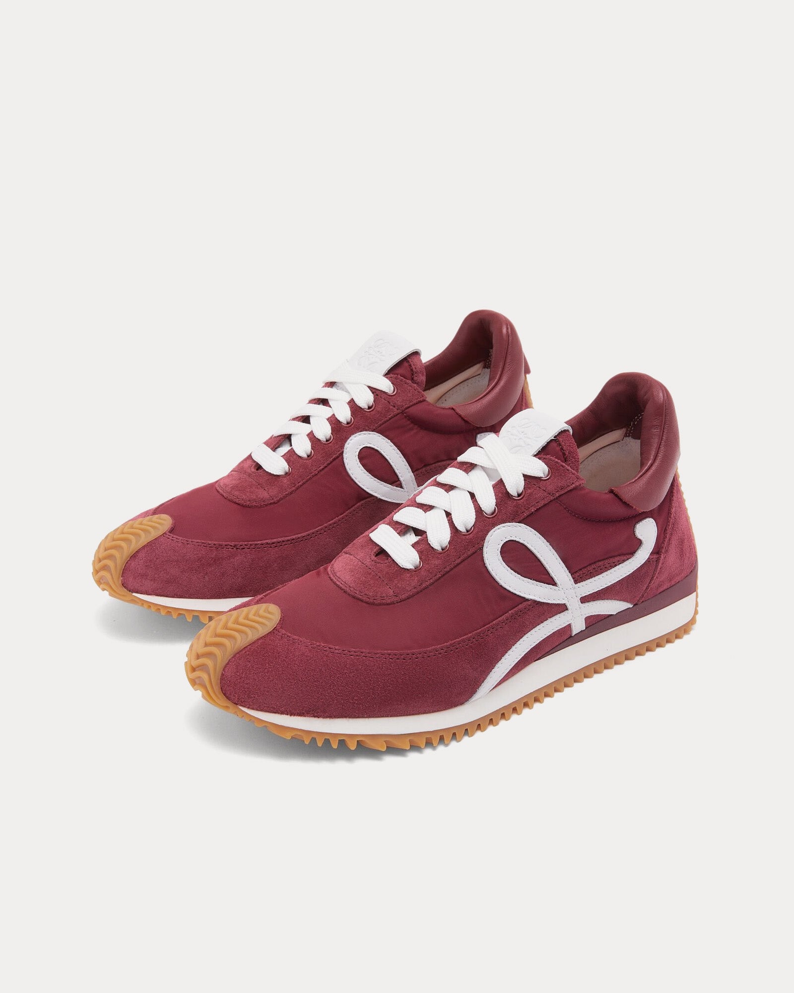 Loewe Flow Runner Nylon & Suede Burgundy Low Top Sneakers - 2