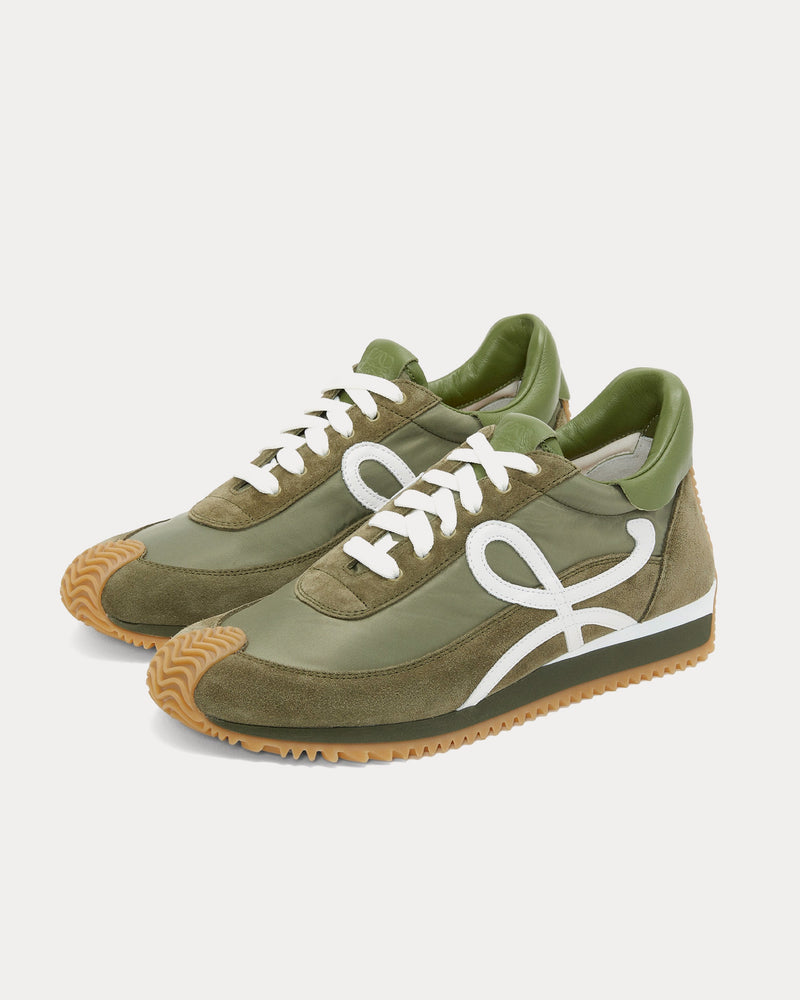 Loewe Flow Runner Nylon & Suede Olive / White Low Top Sneakers - 2