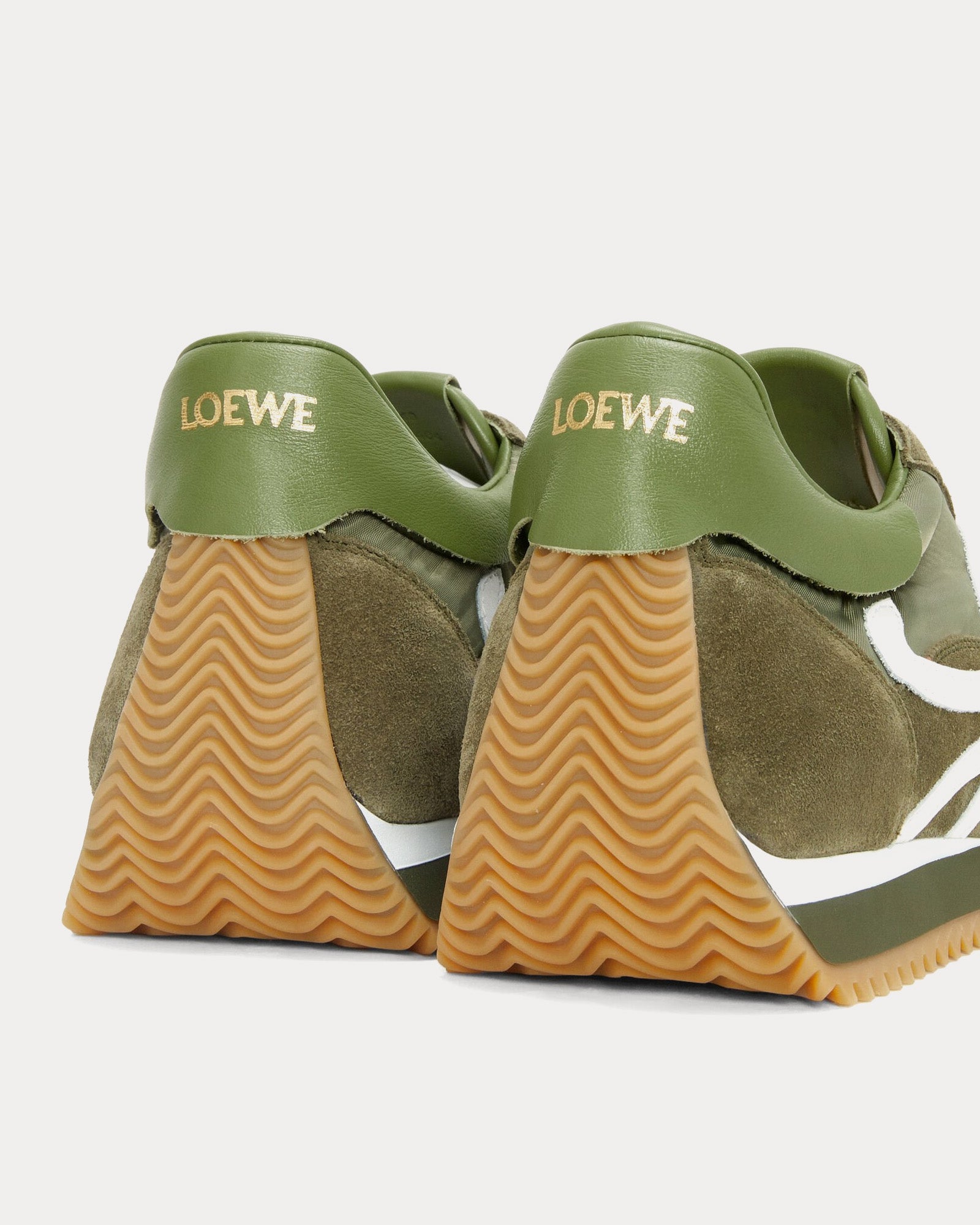 Loewe Flow Runner Nylon & Suede Olive / White Low Top Sneakers - 3