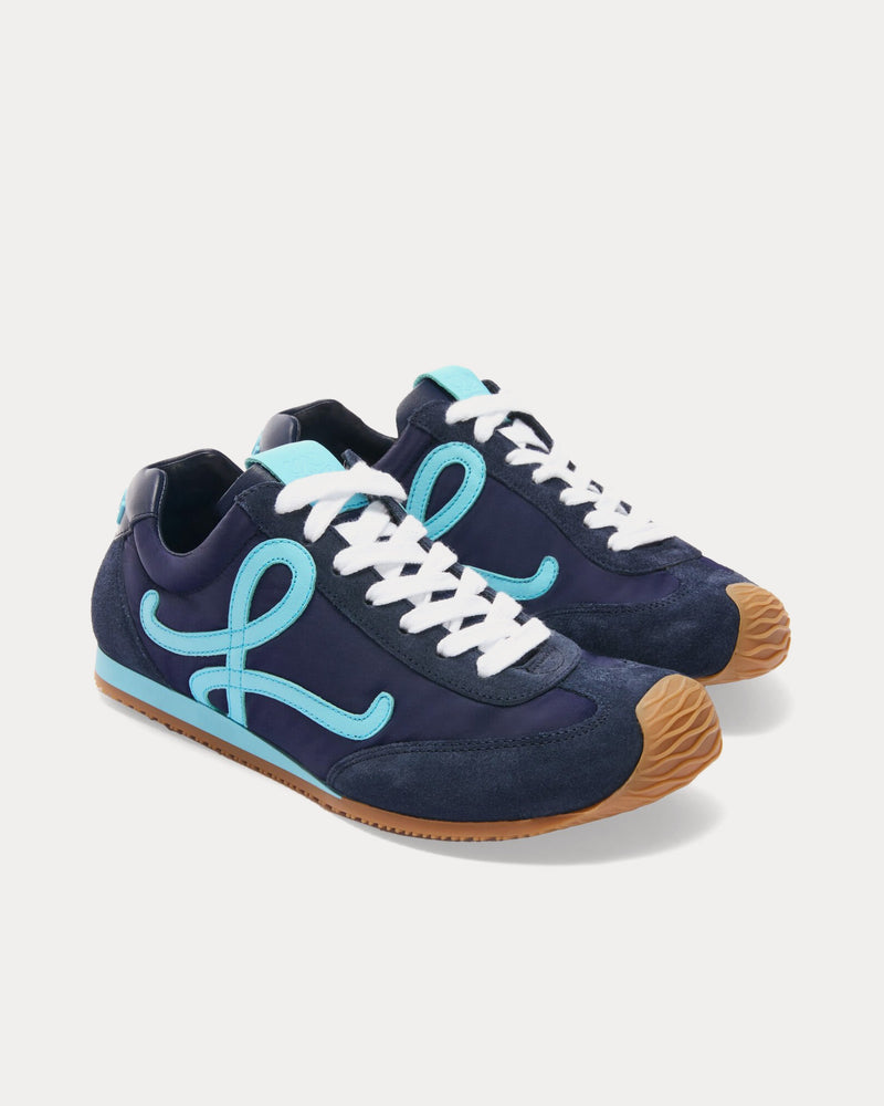 Loewe Ballet Runner 2.0 Nylon & Calfskin Navy Blue / Turquoise Low Top Sneakers - 2