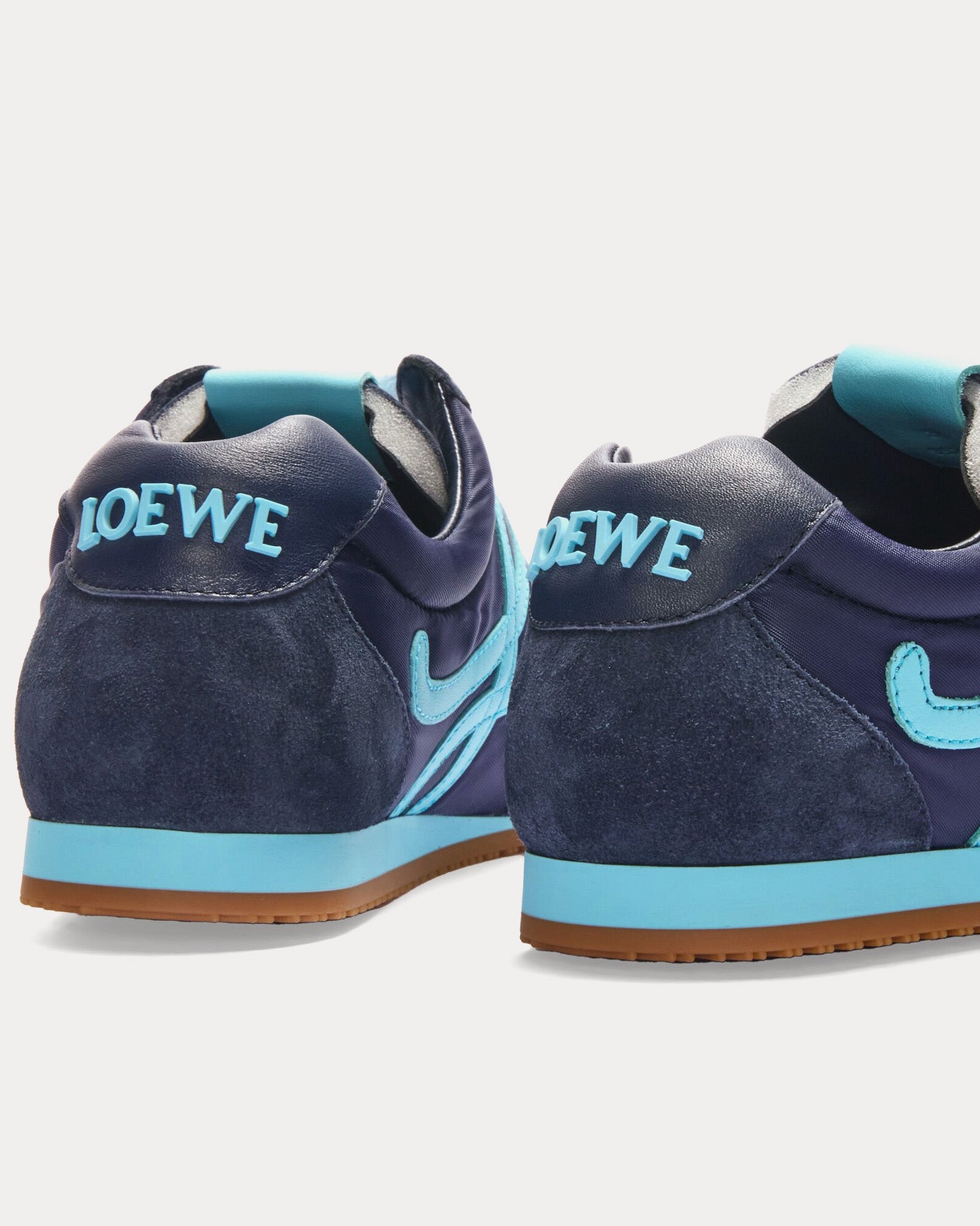 Loewe Ballet Runner 2.0 Nylon & Calfskin Navy Blue / Turquoise Low Top Sneakers - 3