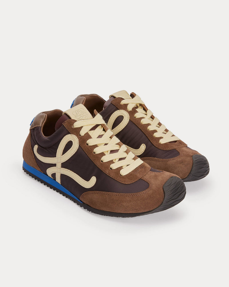 Loewe Ballet Runner 2.0 Nylon & Calfskin Brown / Yellow / Blue Low Top Sneakers - 2