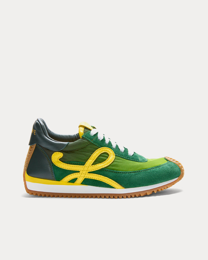 Loewe Flow Runner 2.0 Nylon & Suede Gradient Green / Yellow Low Top Sneakers - 1